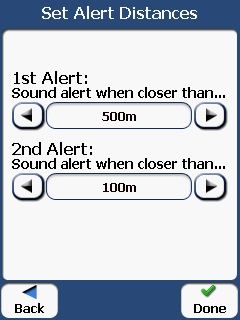 Speedcams alert distance